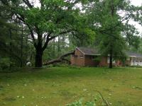Damage from an EF1 tornado that touched down in Brant on July 11, 2014.

A brick house damaged by a fallen tree