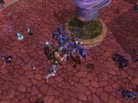 Everyone crowding the Orphan Matron in Dalaran after 3.2 was released.