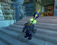 Most of my new transmogrified gear, all blue armor from various 20-30 zones. I'm missing the bow still.