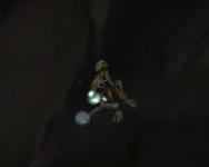 A random shackled skeleton in an underwater cave in SMV